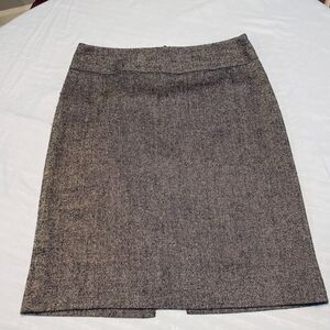 Banana Republic Tweed Wool Blend Lined Pencil Zip Skirt Gray Preppy Office Sz 8